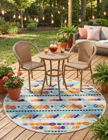 5' 3 x 5' 3 Easy-Clean Aruba Indoor / Outdoor Round Rug