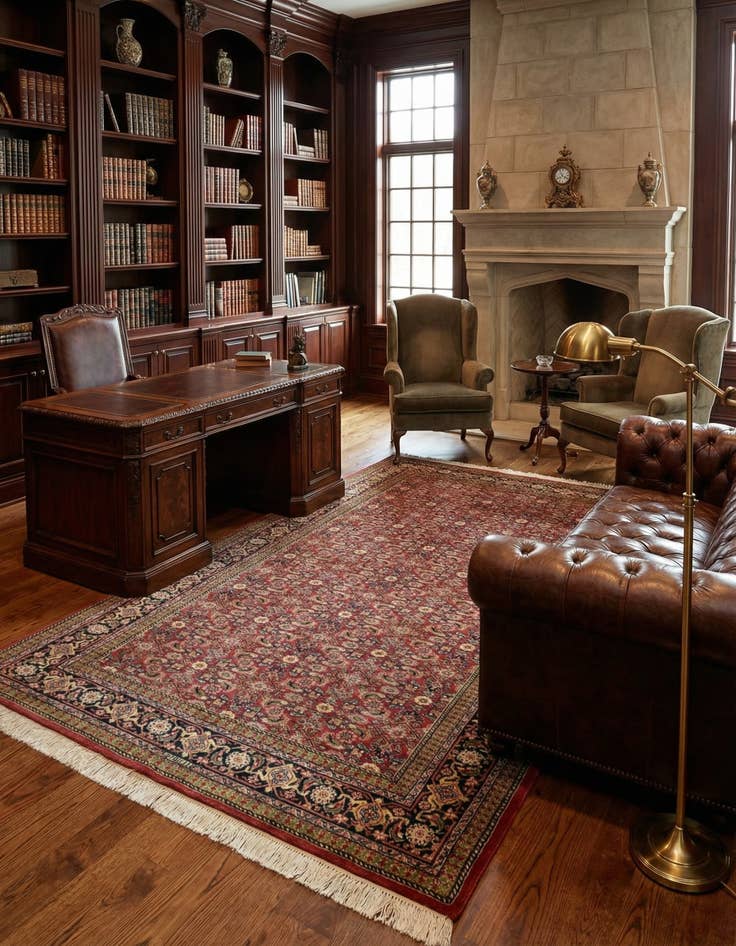 Detail image of 5' 4 x 9' 10  Hand Knotted Farahan Wool Rug