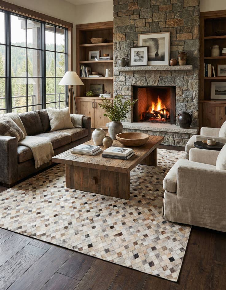 Detail image of 6' 9 x 9' 10 Cowhide Stocks Rug