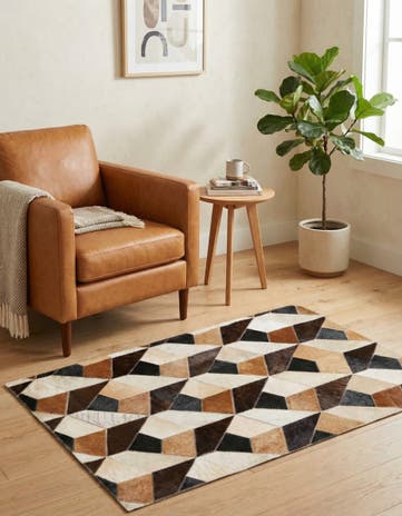 2' x 3' Cowhide Leather Rug