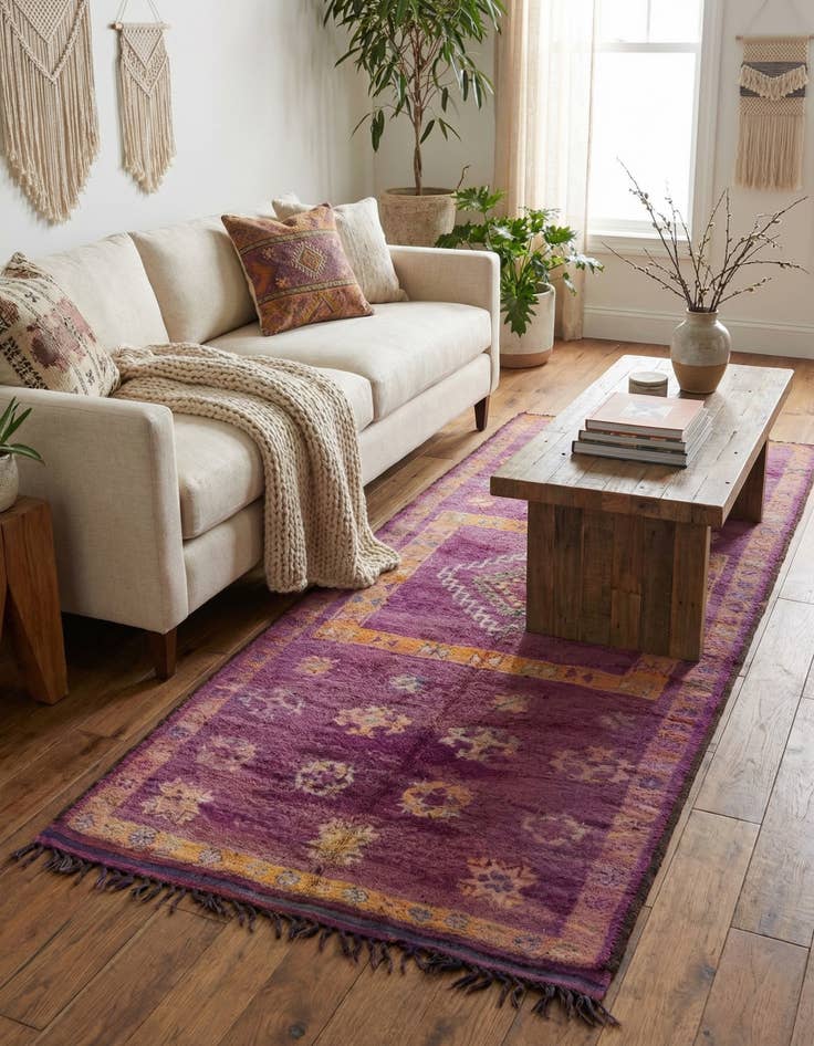 Detail image of  6' 6 x 15' 9  Hand Knotted Moroccan Wool Runner Rug