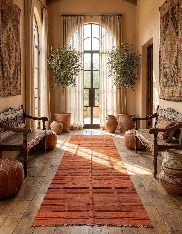 Detail image of  4' 7 x 10'  Hand Woven Kilim Fars Wool Runner Rug