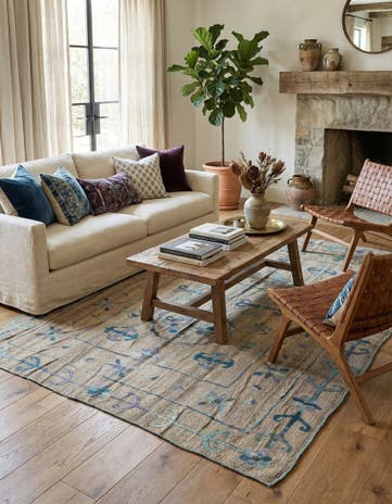 6' 7 x 8' 10 Hand Woven Kilim Suzani Wool Rug