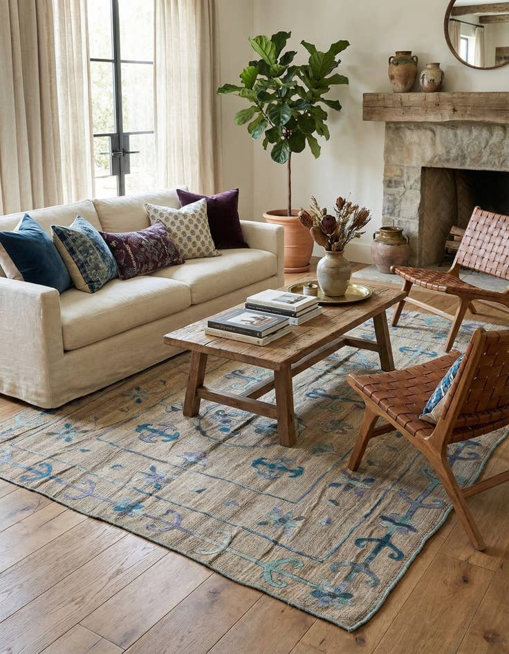 Detail image of 6' 7 x 8' 10  Hand Woven Kilim Suzani Wool Rug