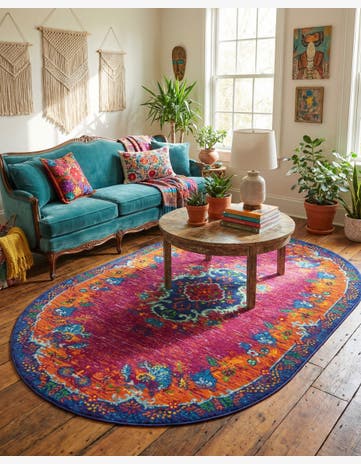 Fuchsia Calypso Oval Rug