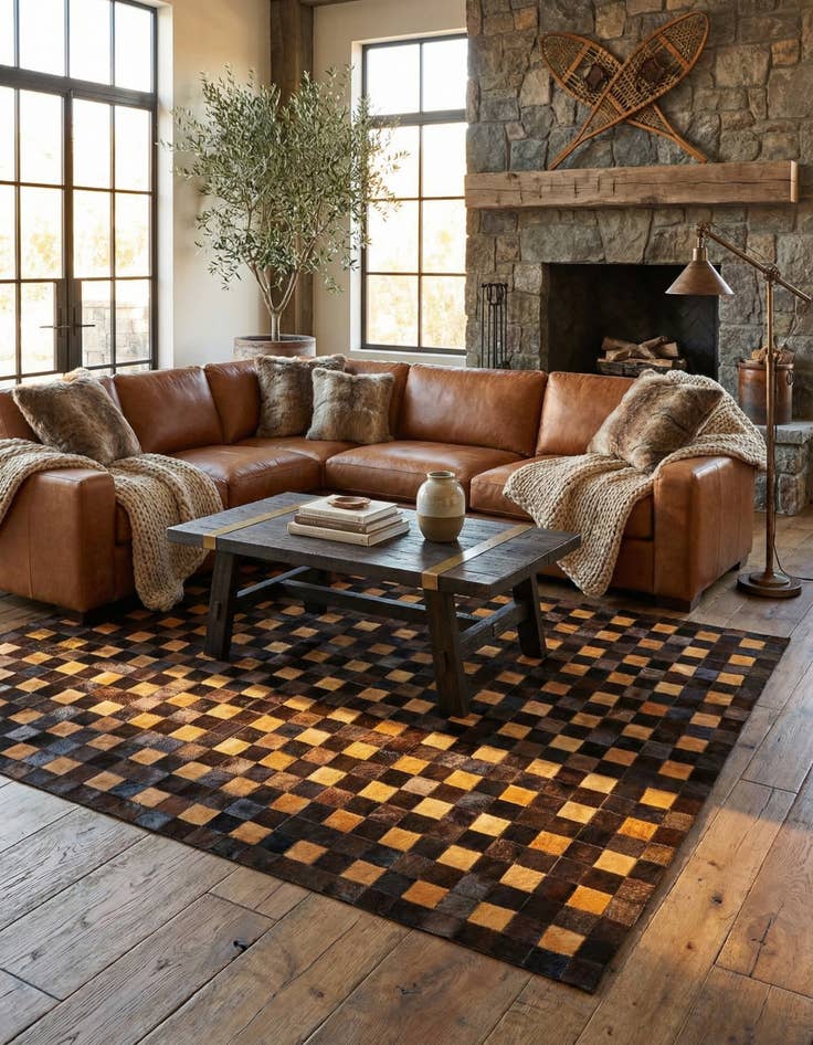 Detail image of 5' 2 x 8' Cowhide - Patchwork Rug