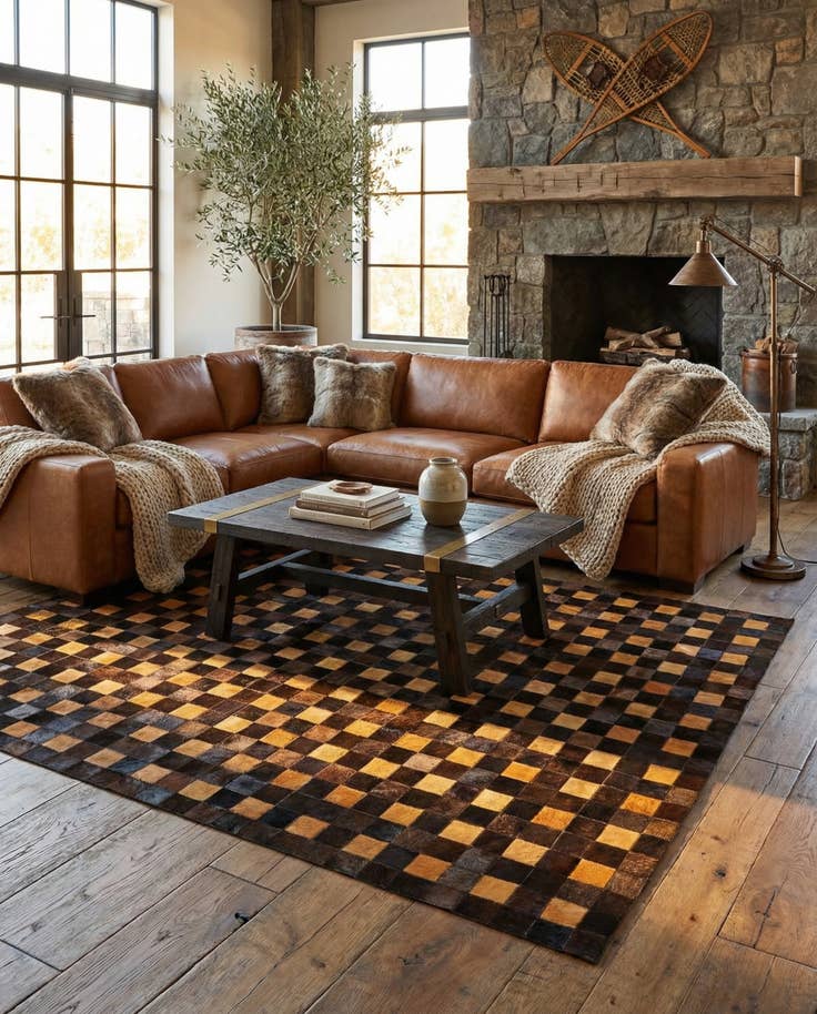 Detail image of 5' 2 x 8' Cowhide - Patchwork Rug