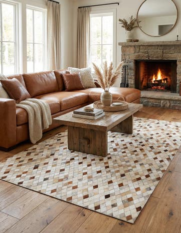 5' x 7' 10 Cowhide Leather Rug