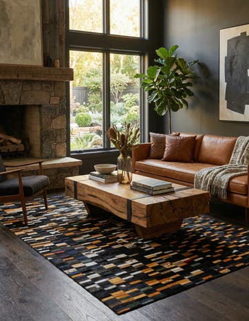 5' 2 x 8' 1 Cowhide - Patchwork Rug