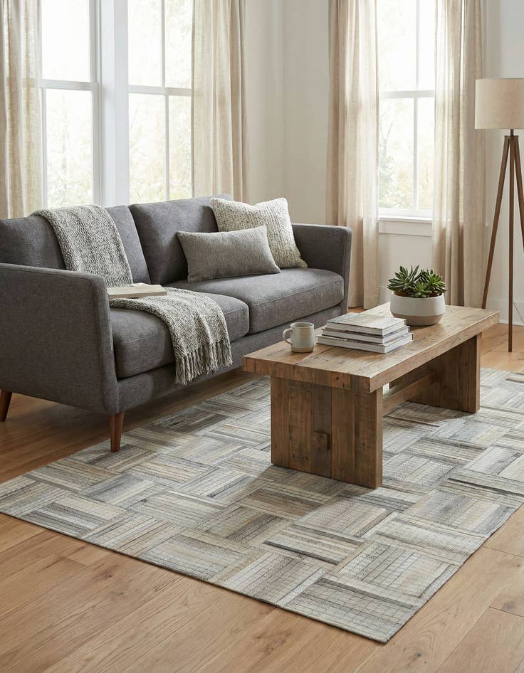 Detail image of 3' 1 x 5' 1 Cowhide Leather Rug