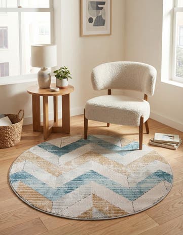 Blue Leipzig Round Rug