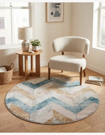 Blue Leipzig Round Rug