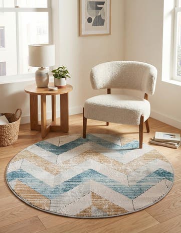 Blue Leipzig Round Rug