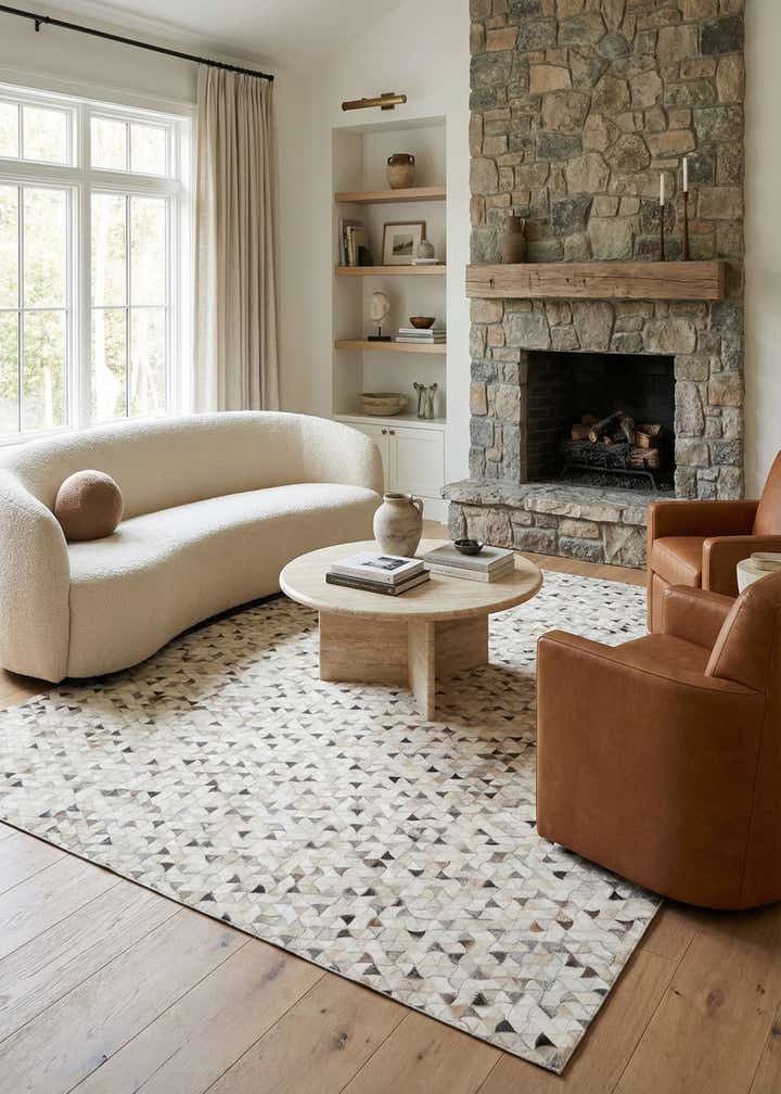7' 10 x 9' 9 Cowhide Leather Rug