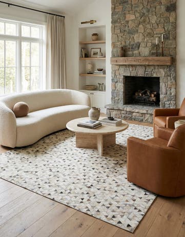 7' 10 x 9' 9 Cowhide Leather Rug
