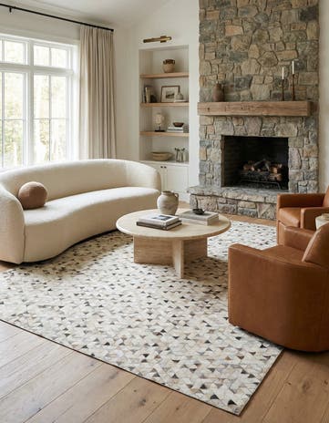 7' 10 x 9' 9 Cowhide Leather Rug