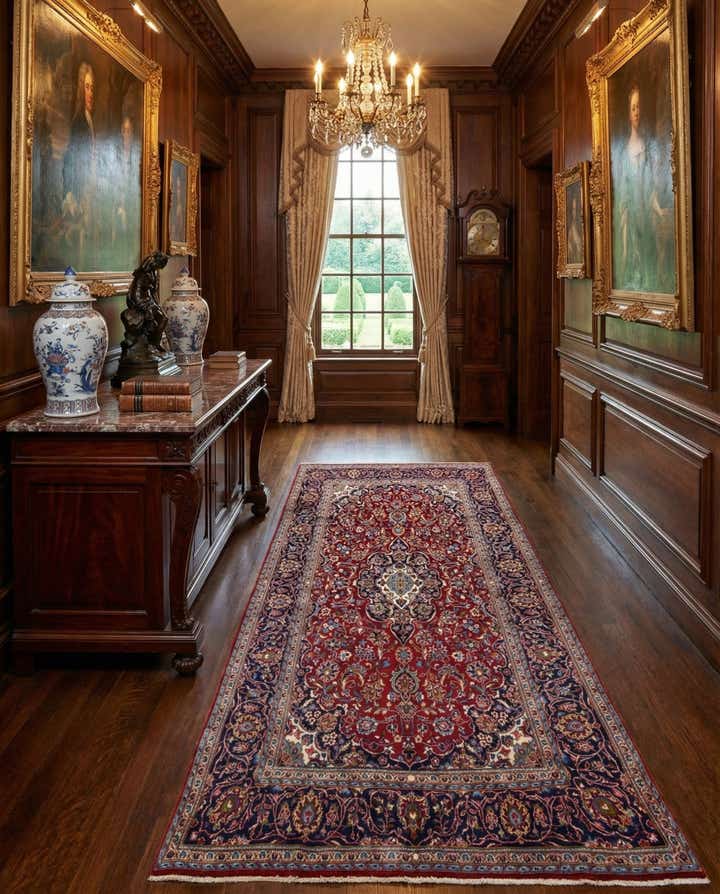 6' 6 x 10' 10 Hand Knotted Kashan Persian Wool Runner Rug