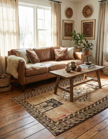 4' x 6' 1 Hand Knotted Ferdos Persian Wool Rug
