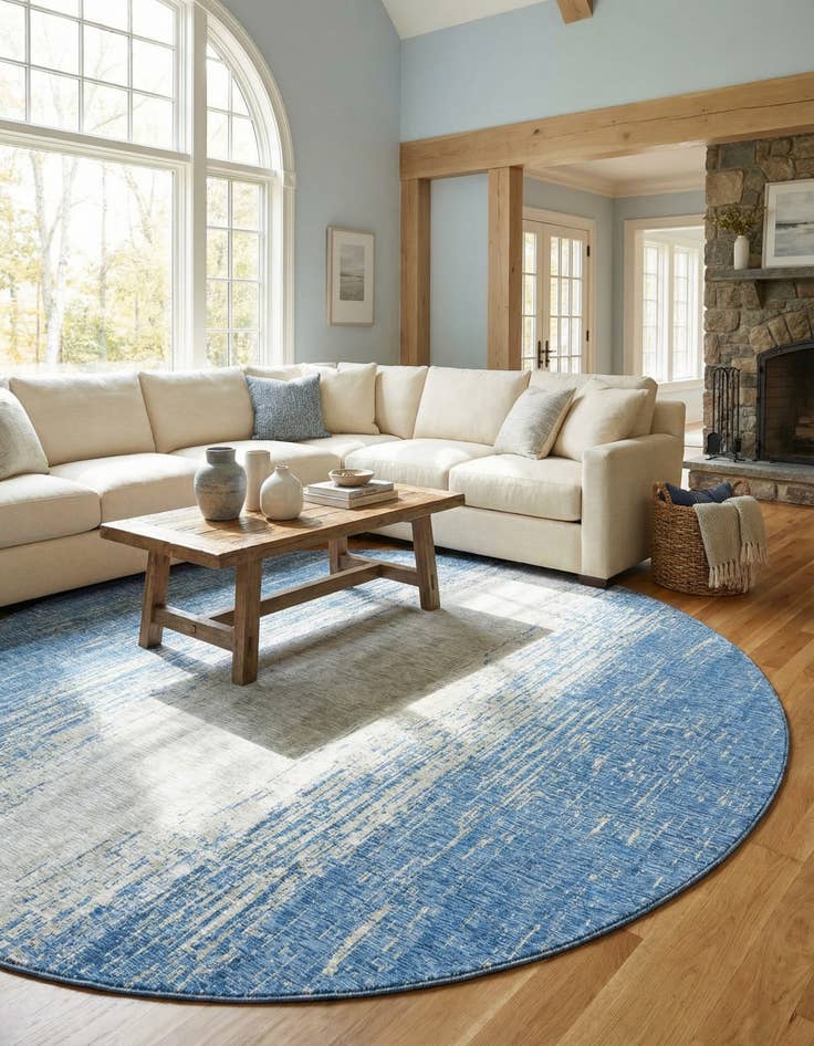 Detail image of 13' x 13'  Washable Modern Indoor / Outdoor Round Rug