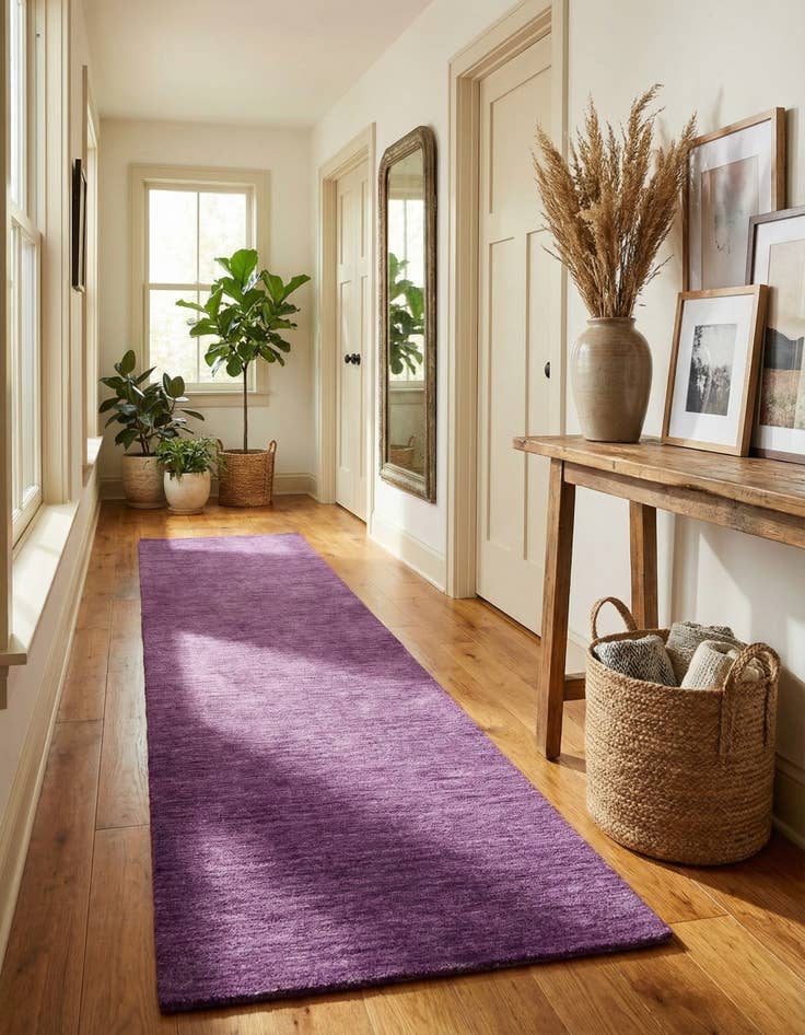 Detail image of  2' 7 x 16' 5  Hand Knotted Solid Gabbeh Wool Runner Rug