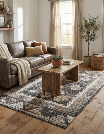 Charcoal Gray Eco Southwestern Rug