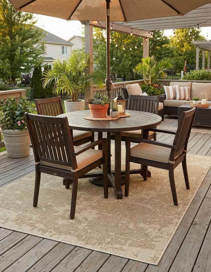 Detail image of  6' 1 x 9'  Washable Traditional Indoor / Outdoor Rug