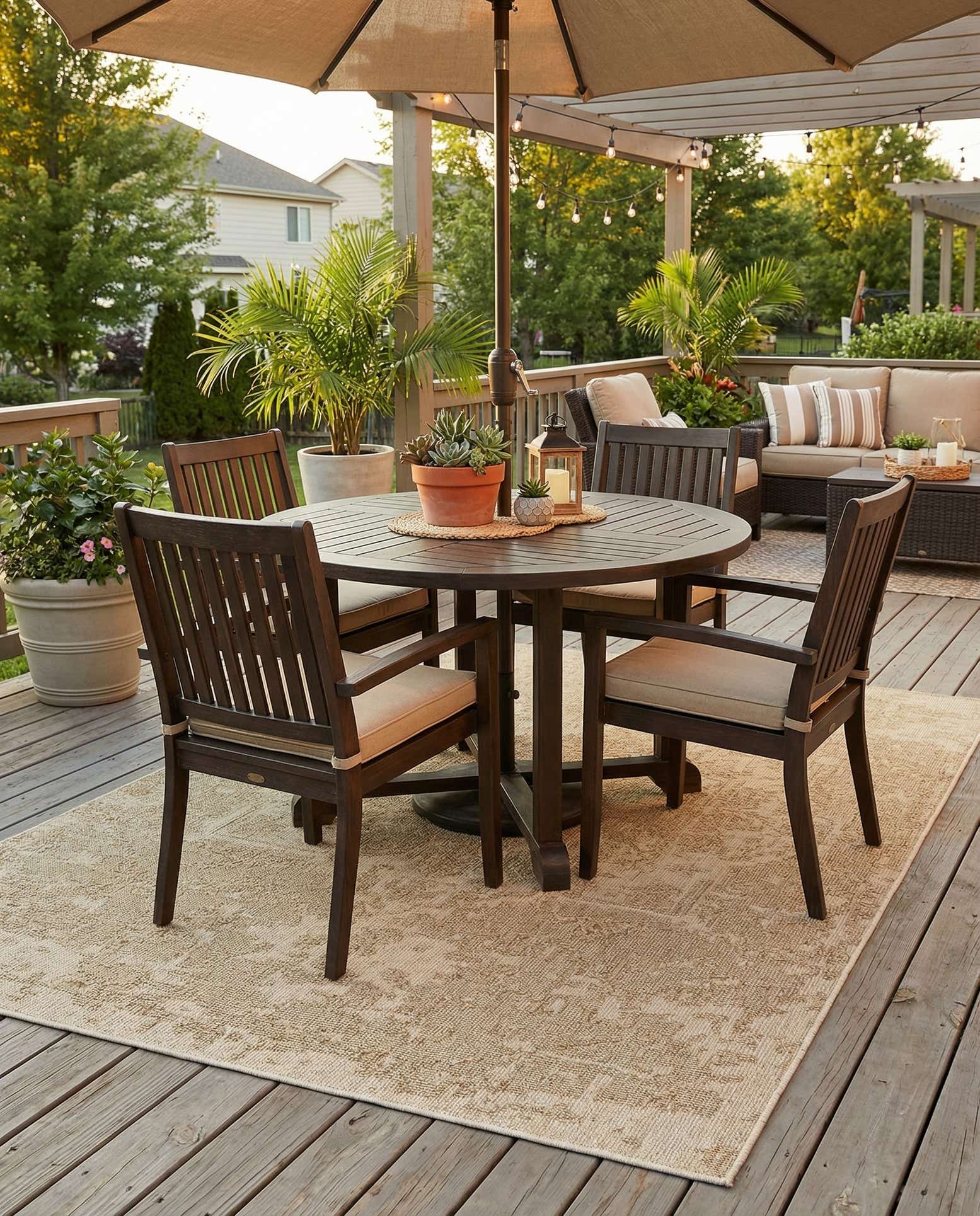 6' 1 x 9' Easy-Clean Traditional Indoor / Outdoor Rug