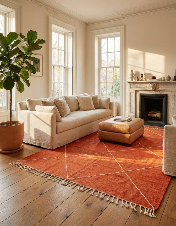 Detail image of 6' 5 x 10' 8  Hand Knotted Moroccan Wool Rug