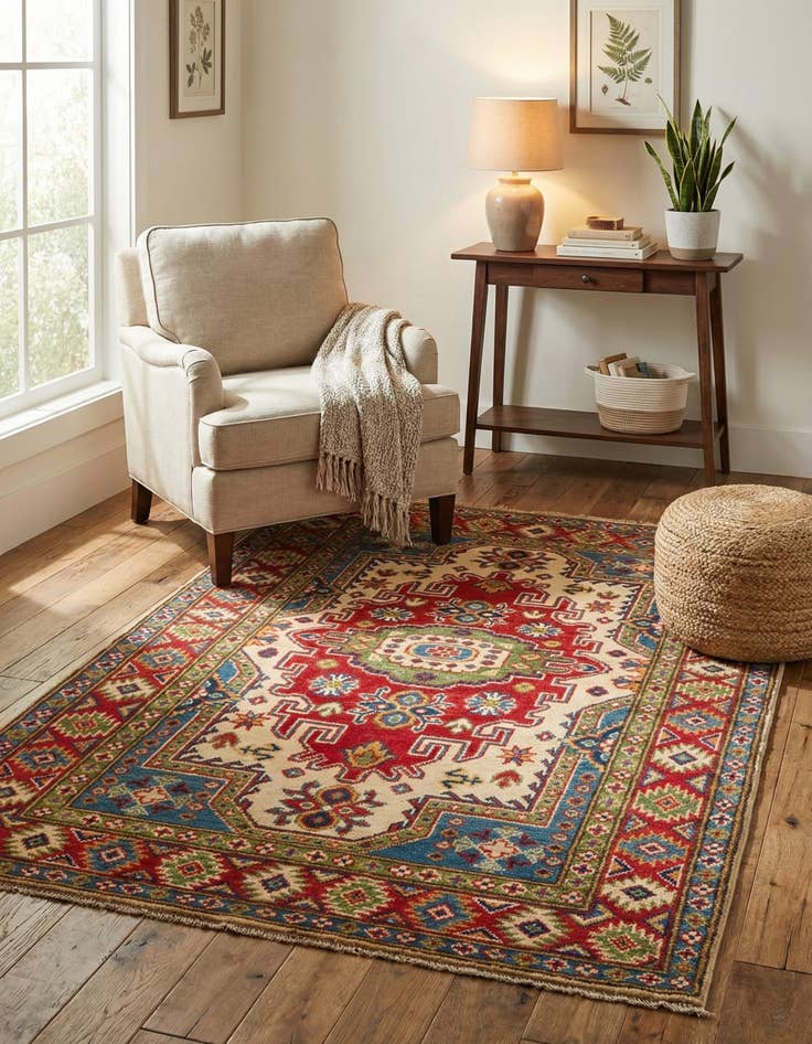 Detail image of 3' 4 x 5' 2  Hand Knotted Kazak Rug