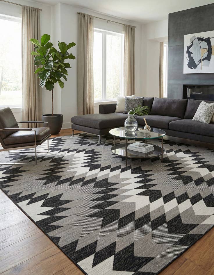 Detail image of  12' x 12'  Washable Modern Indoor / Outdoor Square Rug