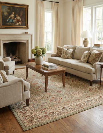 Light Green Classic Agra Rug