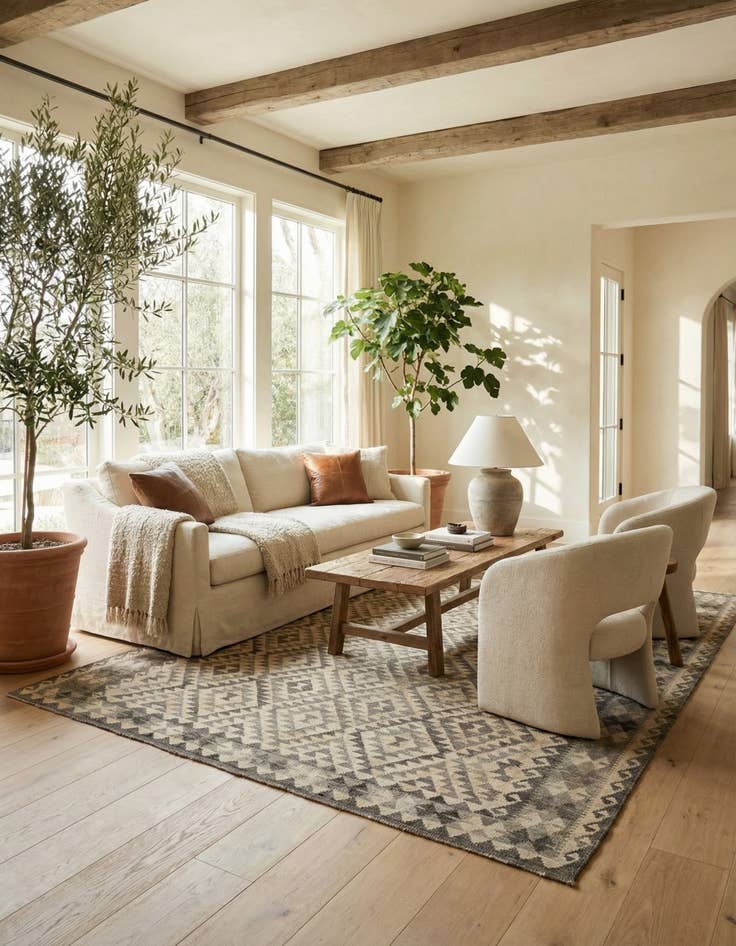 Detail image of 6' 11 x 9' 10  Hand Woven Kilim Maymana Wool Rug