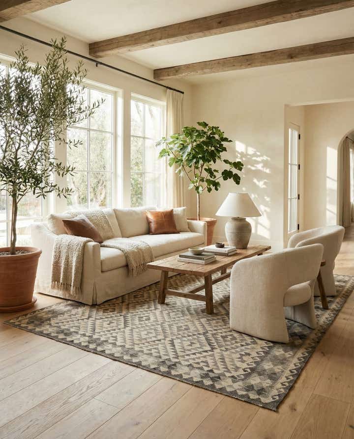 6' 11 x 9' 10 Hand Woven Kilim Maymana Wool Rug