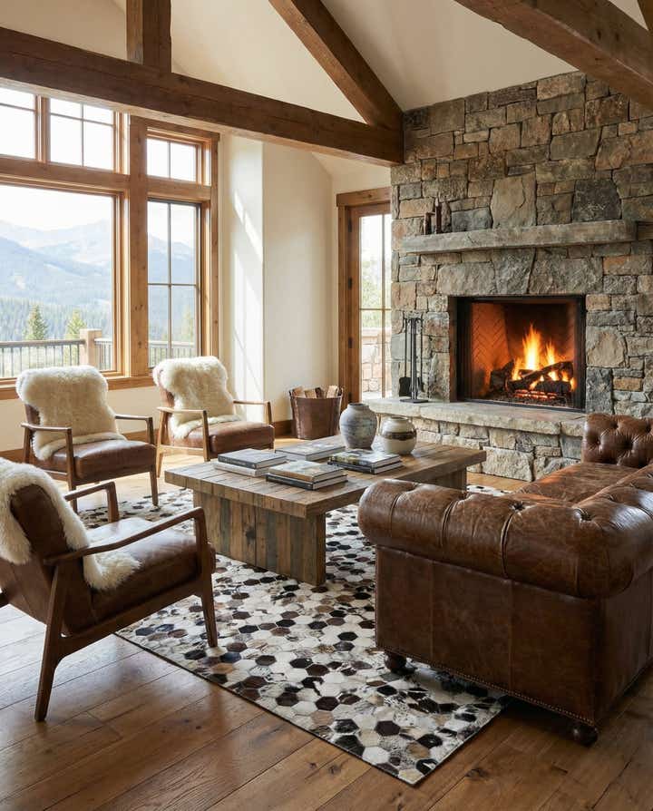 5' x 8' Cowhide Leather Rug