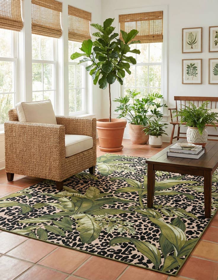 Detail image of 7' x 10' Easy-Clean Botanical Indoor / Outdoor Rug