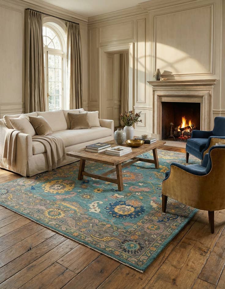 Detail image of 9' 2 x 12'  Hand Knotted Oushak Rug