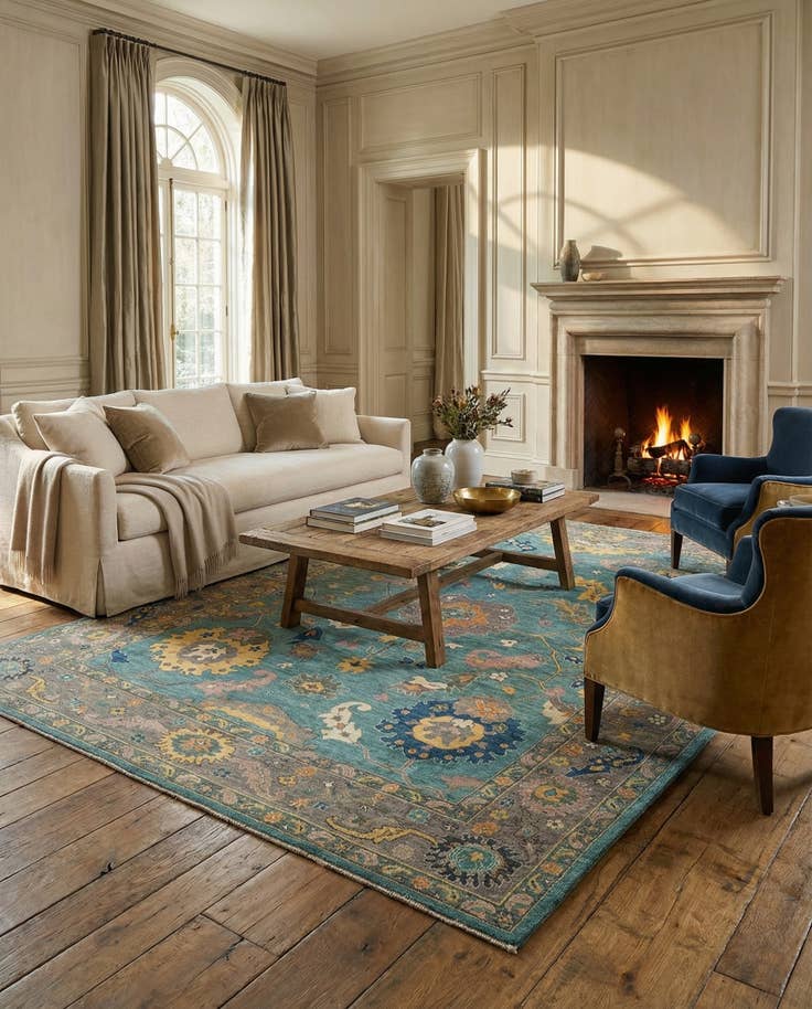 Detail image of 9' 2 x 12' Hand Knotted Oushak Rug