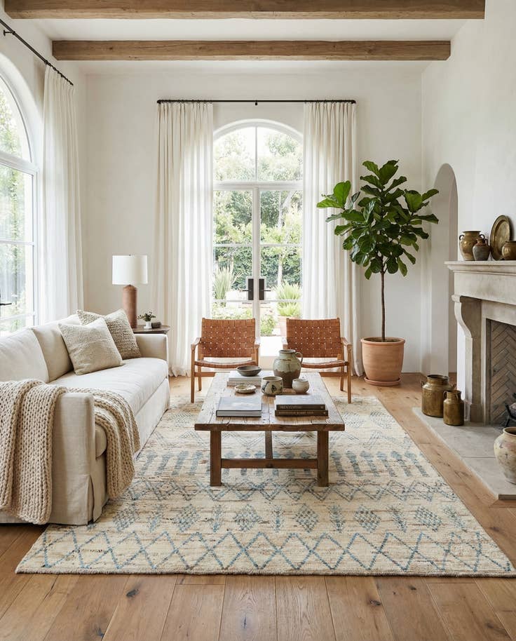 Detail image of 5' 8 x 8' 11 Hand Knotted Moroccan Wool Rug