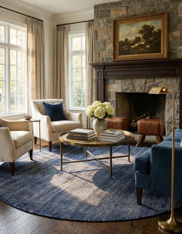 6' 11 x 6' 11 Hand Woven Jill Zarin English Manor Farmhouse Wool Round Rug