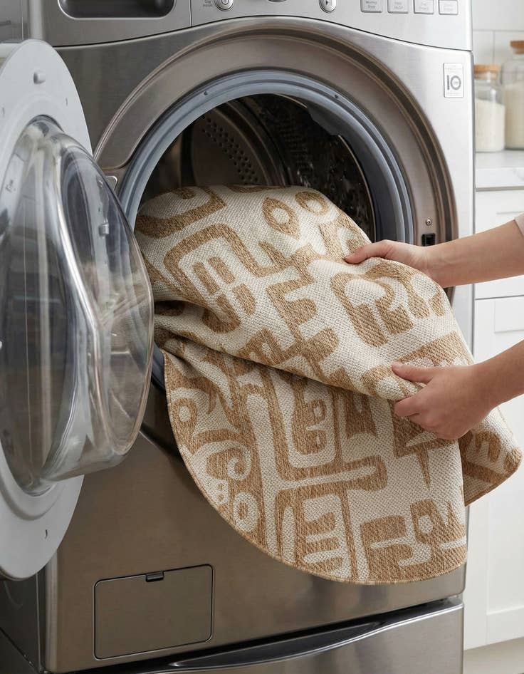 Detail image of  6' x 6'  Washable Modern Indoor / Outdoor Round Rug