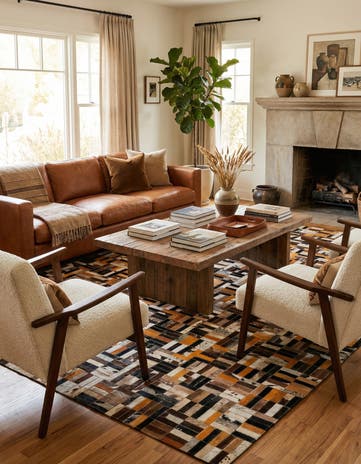 4' 11 x 7' 10 Cowhide - Patchwork Rug