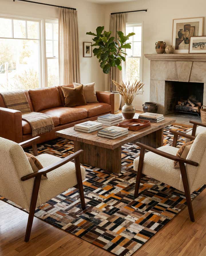 4' 11 x 7' 10 Cowhide - Patchwork Rug