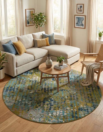 8' x 8' Washable Theia Round Rug