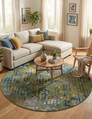 8' x 8' Washable Theia Round Rug