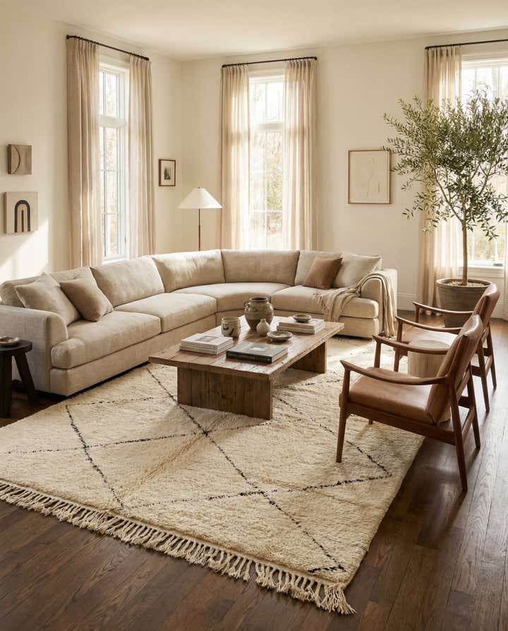 6' 3 x 10' 2 Hand Knotted Moroccan Wool Rug