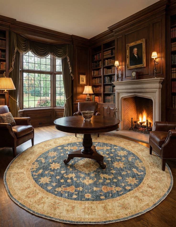 Detail image of  6' 5 x 6' 8 Kaizar Wool Round Rug