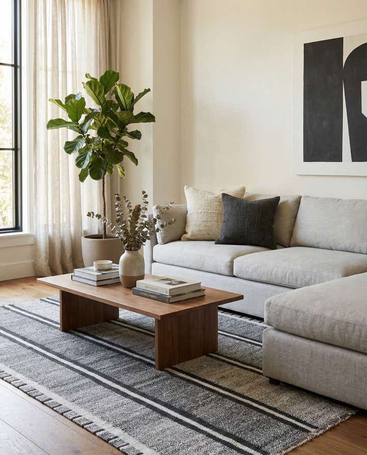 5' 5 x 8' Hand Woven Kilim Modern Wool Rug