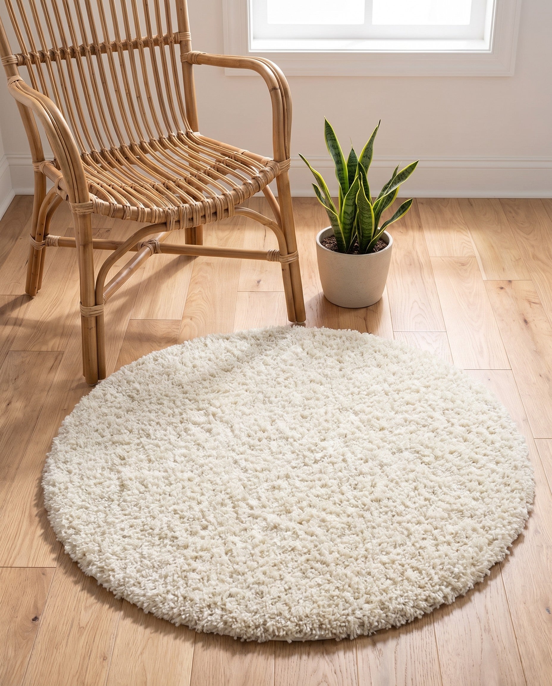 3' x 3' Solid Shag Round Rug
