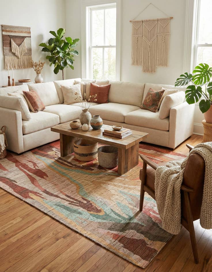 Detail image of  7' 10 x 10' Chenille Jute Rug