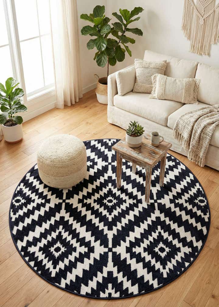 5' x 5' Easy-Clean Sabrina Soto Indoor / Outdoor Round Rug